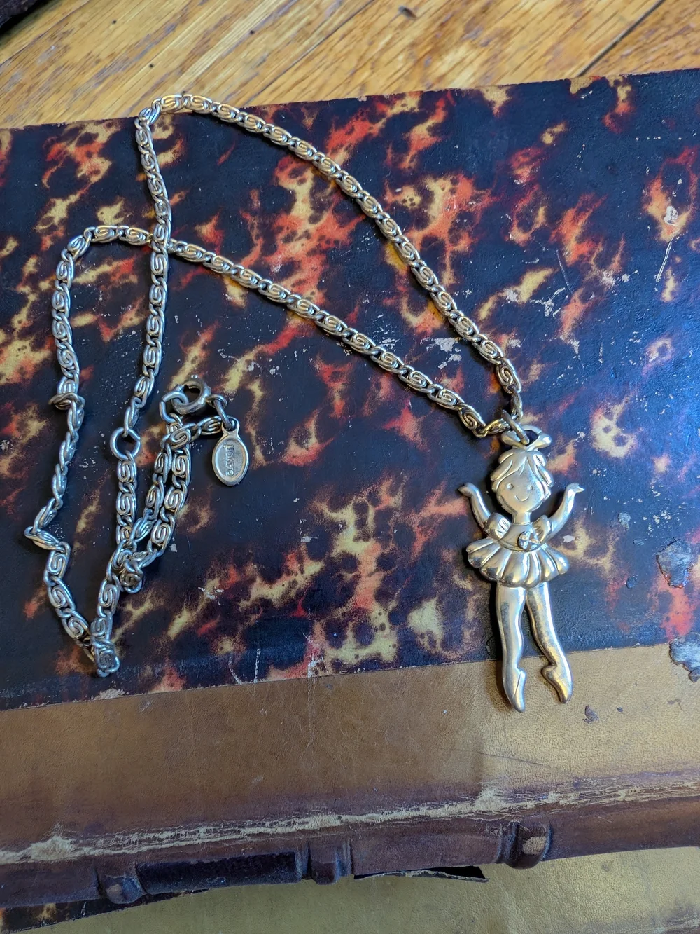Vintage Avon, Kids Gold Ballerina Pendant Necklace 16 Inch Chain